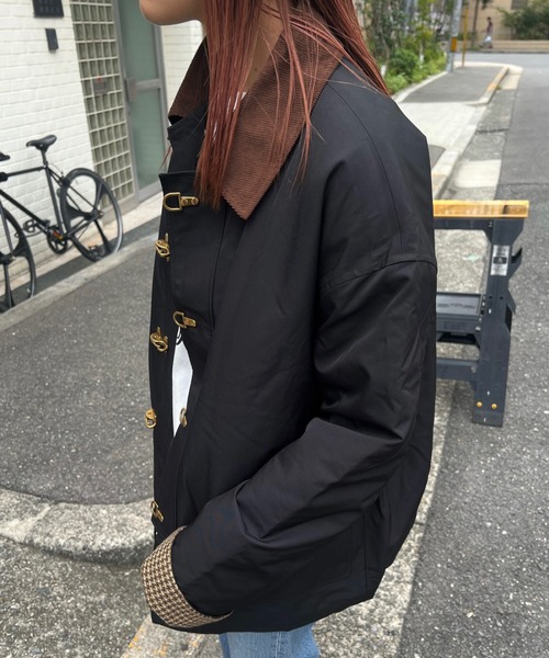 ステンカラーコート コート コーデュロイカラーハーフジャケット