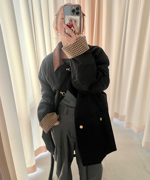 ステンカラーコート コート コーデュロイカラーハーフジャケット