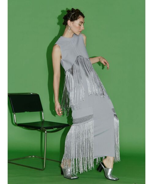 UN3D.（アンスリード） ニット セーター FRINGE LAYERED SLEEVELESS KT