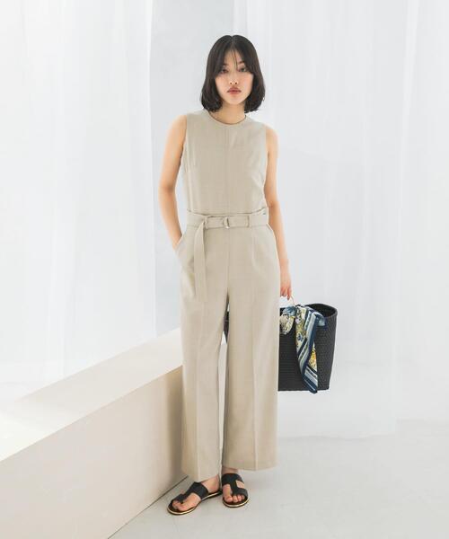 サロペット オーバーオール ベルト付サマーツイードオールインワン