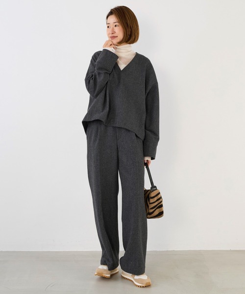 MICA&DEAL（マイカアンドディール） ブラウス シャツ ツイードVネック