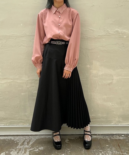 179/WG ブラウス シャツ スカラップ刺繍ブラウス レディース