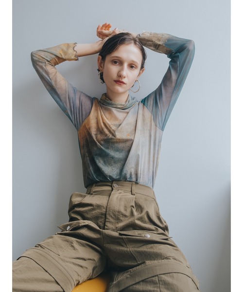 sahara（サハラ） tシャツ High Neck Sheer Top/ハイネックシアー