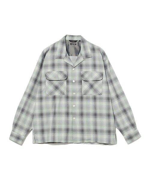 BEAMS（ビームス） シャツ オンブレチェック オープンカラー シャツ