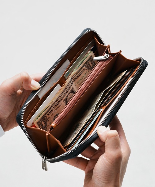 MURA（ムラ） 財布 ラウンドファスナー コードバン調/カーボン レザー