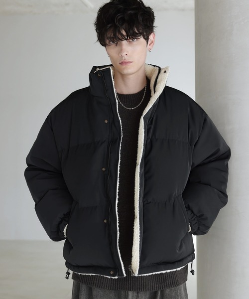 ダウンジャケット ダウン タフタ×ボア リバーシブル機能性中綿