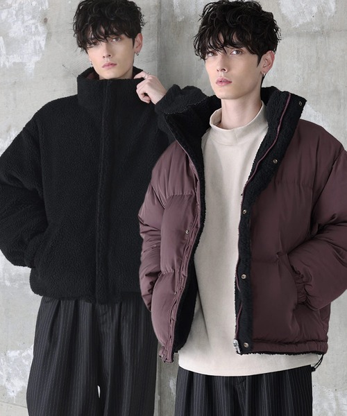 ダウンジャケット ダウン タフタ×ボア リバーシブル機能性中綿