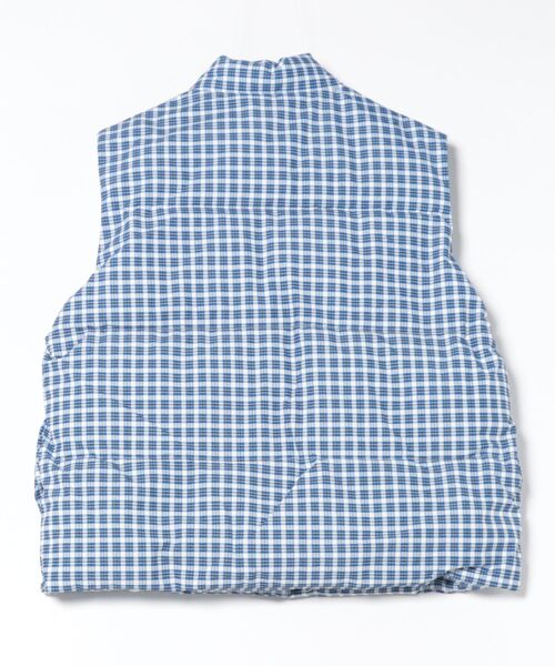 ダウンベスト ベスト チェック柄 スタンドカラー エコダウンベスト