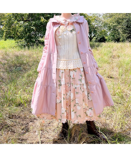 PINK HOUSE（ピンクハウス） ベスト ジレ ホワイトローズモチーフ