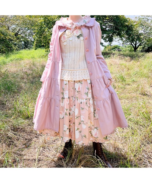 PINK HOUSE（ピンクハウス） ベスト ジレ ホワイトローズモチーフ