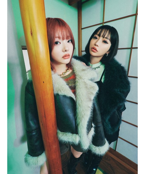 MURUA（ムルーア） ムートンコート ボアコート アンイーブンショート