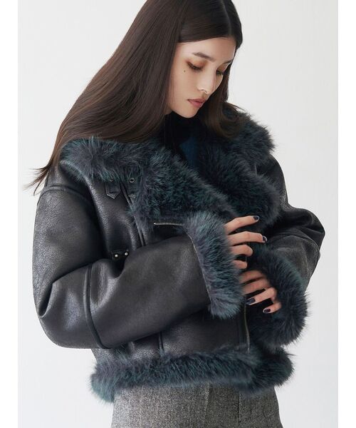 MURUA（ムルーア） ムートンコート ボアコート アンイーブンショート