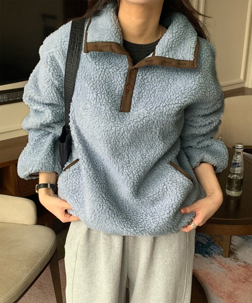 ポロシャツ ポロ 2wayネックボアフリースプルオーバー レディース