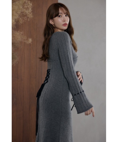 Her lip to ワンピース Back Lace-Up Knit Dress レディース