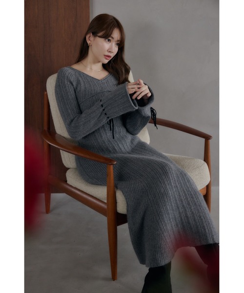 Her lip to ワンピース Back Lace-Up Knit Dress レディース