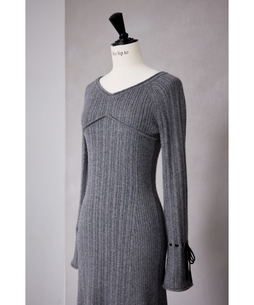 Her lip to ワンピース Back Lace-Up Knit Dress レディース
