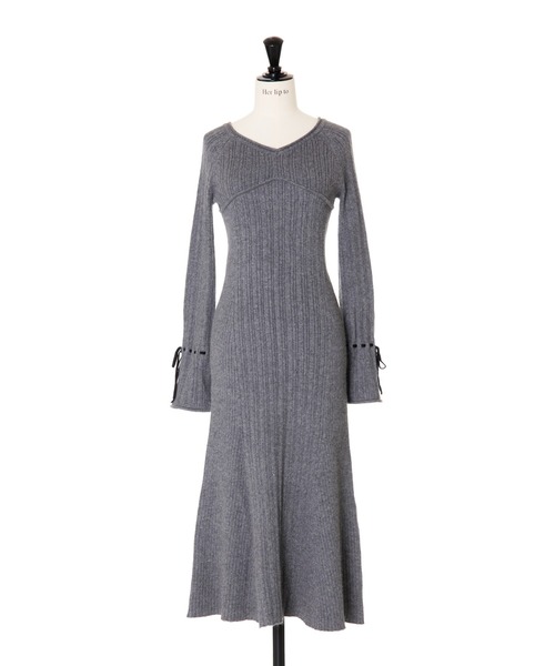 Her lip to ワンピース Back Lace-Up Knit Dress レディース