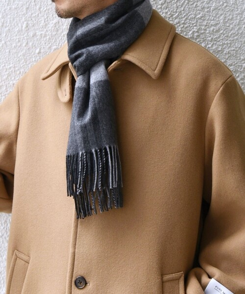 SHIPS any マフラー any: サープラスヤーン ウール カシミヤ チェック