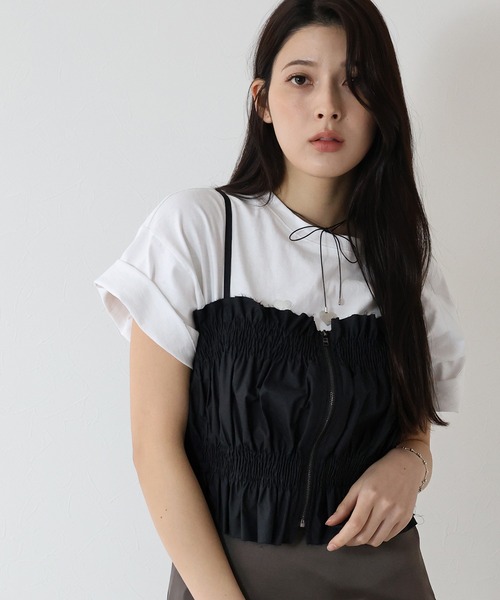 J by blue（ジェイバイブルー） キャミソール シャーリングビスチェ