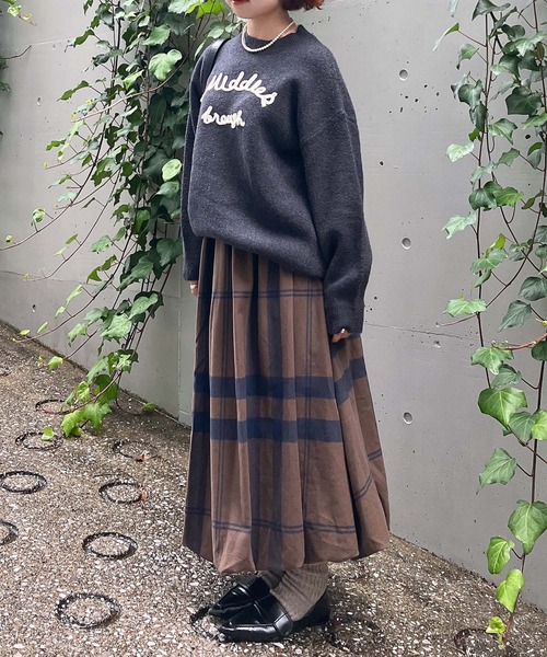 AS KNOW AS（アズノゥアズ） スカートチェック柄バルーンスカート