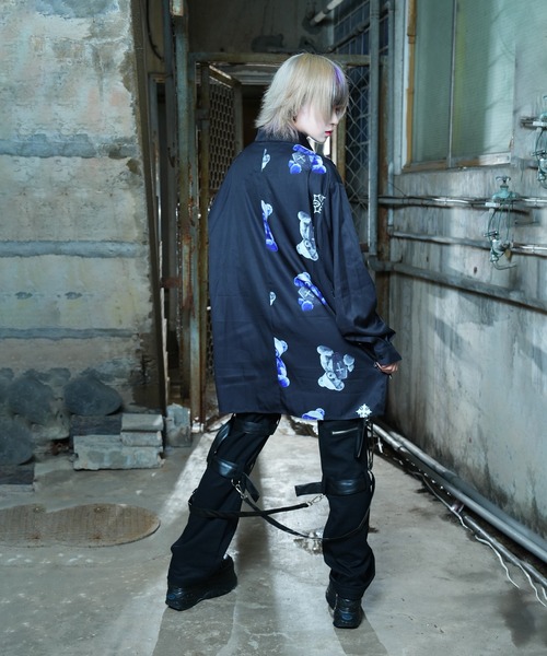 Amilige（アミリージュ） ブラウス シャツ バイカラーBEARプリント