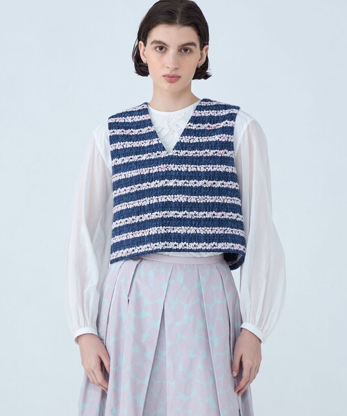 TOMORROWLAND collection ベスト ジレ フルールボーダー フロンタブル