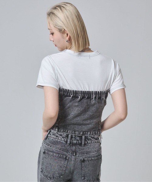 ENVYM（アンビー） チューブトップ ベアトップ センタージップデニム