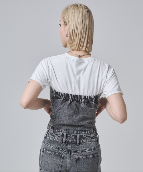 ENVYM（アンビー） チューブトップ ベアトップ センタージップデニム
