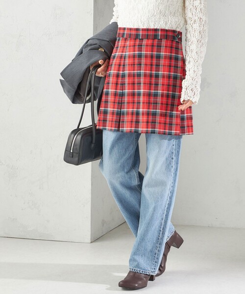 SHIPS（シップス） スカート チェック プリーツ 巻き スカート
