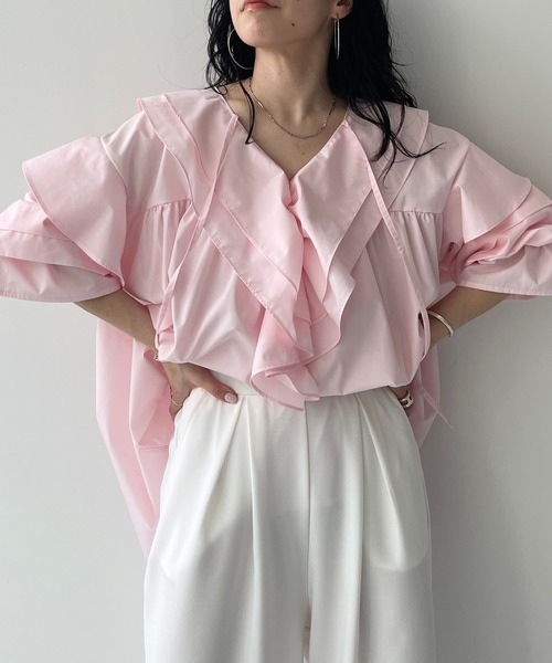 wee9s（ウィークス） ブラウス シャツ big collar frill blouse / 付け