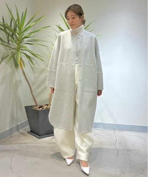 LE PHIL（ル フィル） ノーカラーコート コート ソフトウールリバー