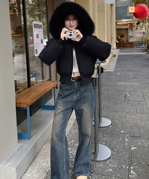 CELENA BEATS ダウンコート ダウンジャケット ファー付きショート