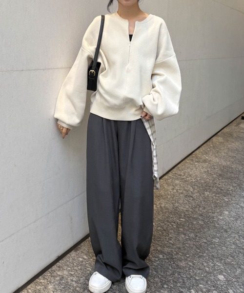 RANAN（ラナン） ニット セーター ハーフジップスウェットライクニット