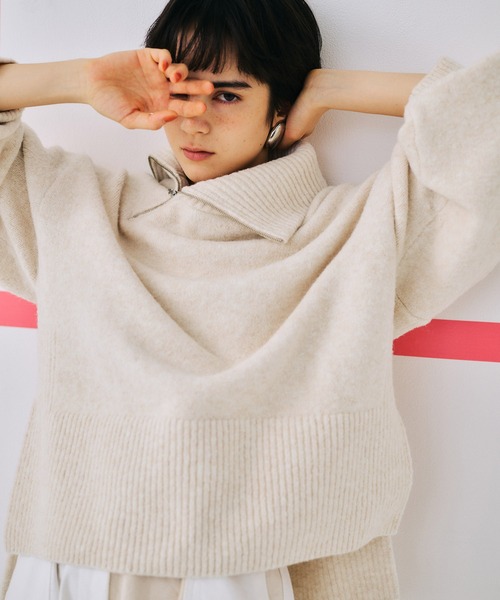 ADAM ET ROPE'（アダムエロペ） ニット セーター 「WEB限定」ジップ