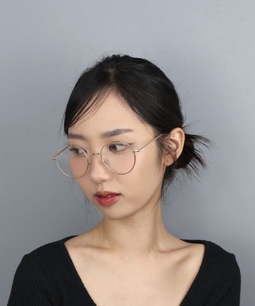 4INT. 伊達メガネ メガネ 眼鏡 ラウンド メタルフレーム メガネ / UV