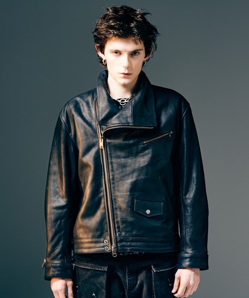 glamb（グラム） 革ジャン ライダース High Neck Leather Jacket