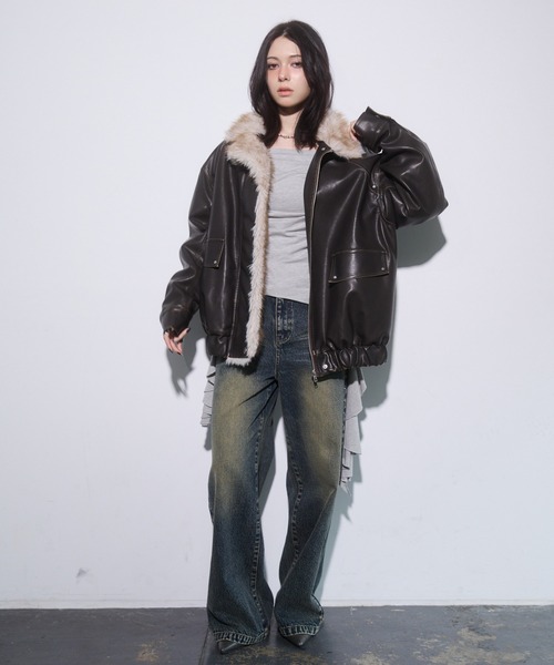 ENVYM（アンビー） ブルゾン アウター ファードッキングレザーブルゾン