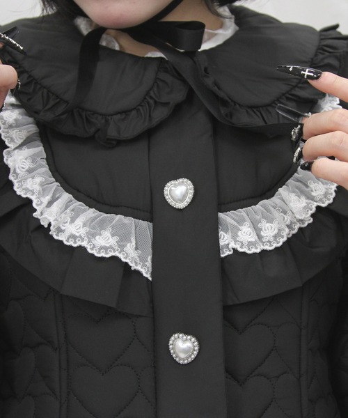 DearMyLove コート アウター ハートキルティングレースフリルダウンA