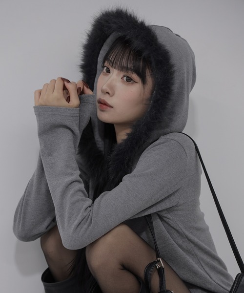 me+em select（ミームセレクト） パーカー 「 3color 」ファーフード