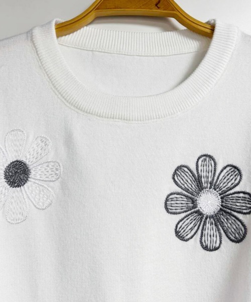 ニット セーター 花柄刺繍ニットプルオーバー レディース : ZOZOTOWN