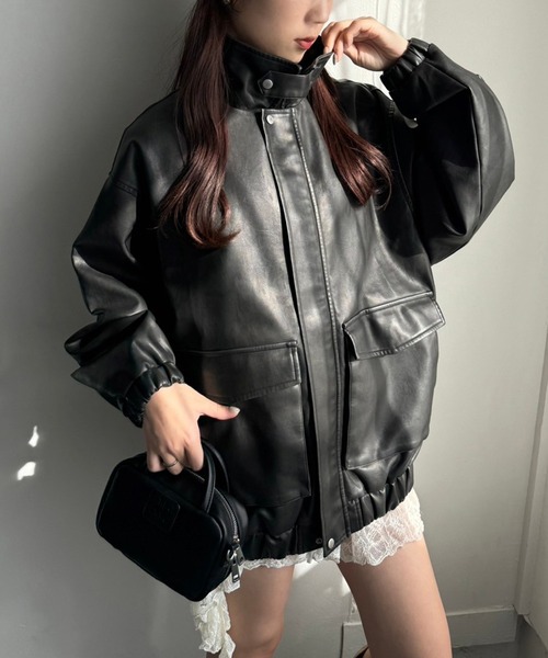 one after another NICE CLAUP レザージャケット ライダース フェイク