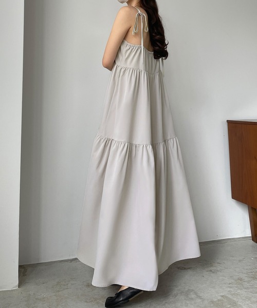 bubbles ティアードリボンキャミワンピース グレー S bubbles