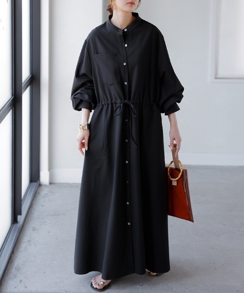 HUG.U（ハグユー） シャツワンピース シワになりにくい ジョーゼット