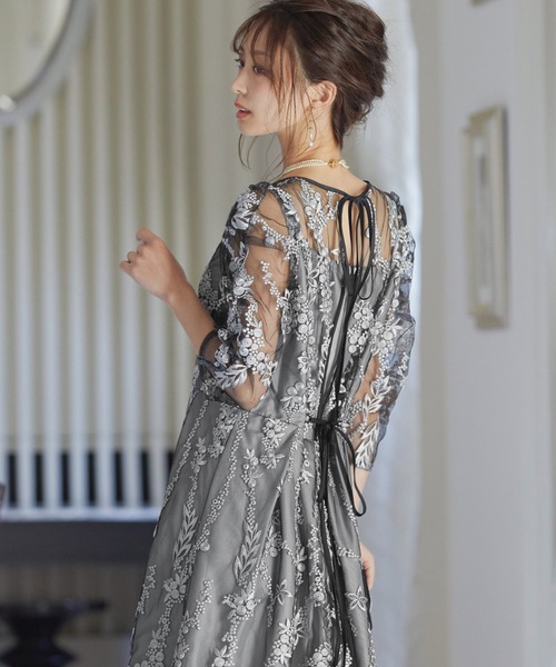 niana（ニアナ） ドレス 刺繍レース バックリボン パーティードレス