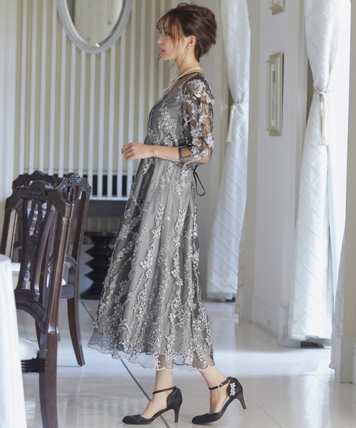 niana（ニアナ） ドレス 刺繍レース バックリボン パーティードレス