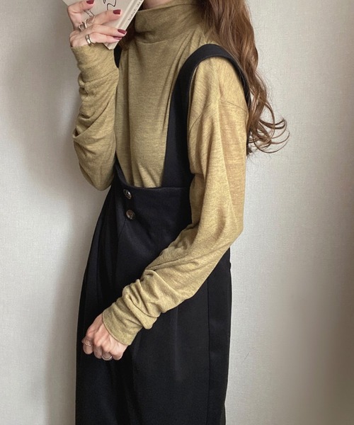 JUNOAH（ジュノア） サロペット オーバーオール タックサロペット