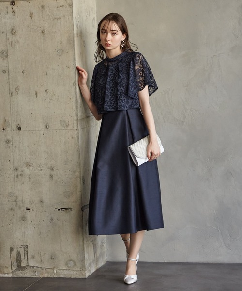 AIMER（エメ） ドレス レースブラウス付2WAYシャンタンフィット