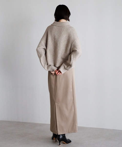 amini カーディガン 「2025 AW」襟付きポロニットカーディガン