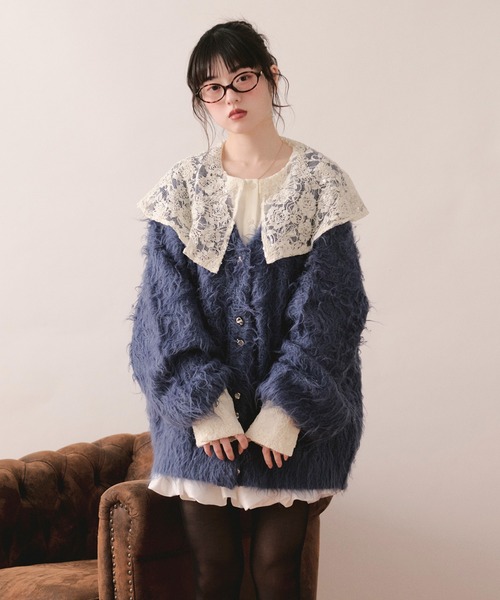 loin nuit カーディガン mix color shaggy cardigan / ミックスカラー