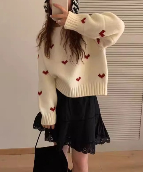 IRADOWL（アイラドール） ニット セーター ハート柄ニットトップス
